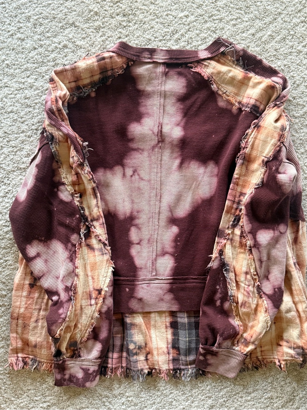Oli & Hali Maroon Tie-Dye Mixed-Media Top